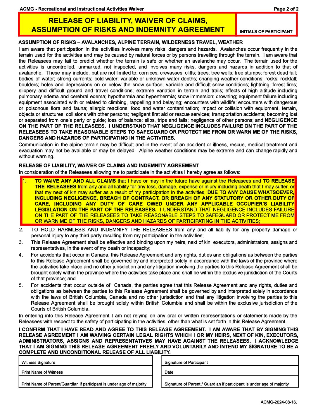 acmg waiver – page 2